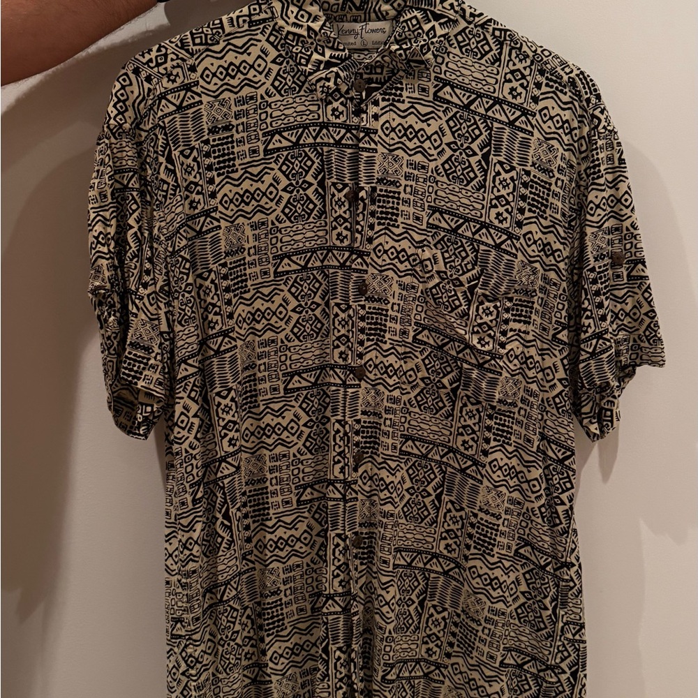 Kenny Flowers Black and Tan Patterned Men's Shirt